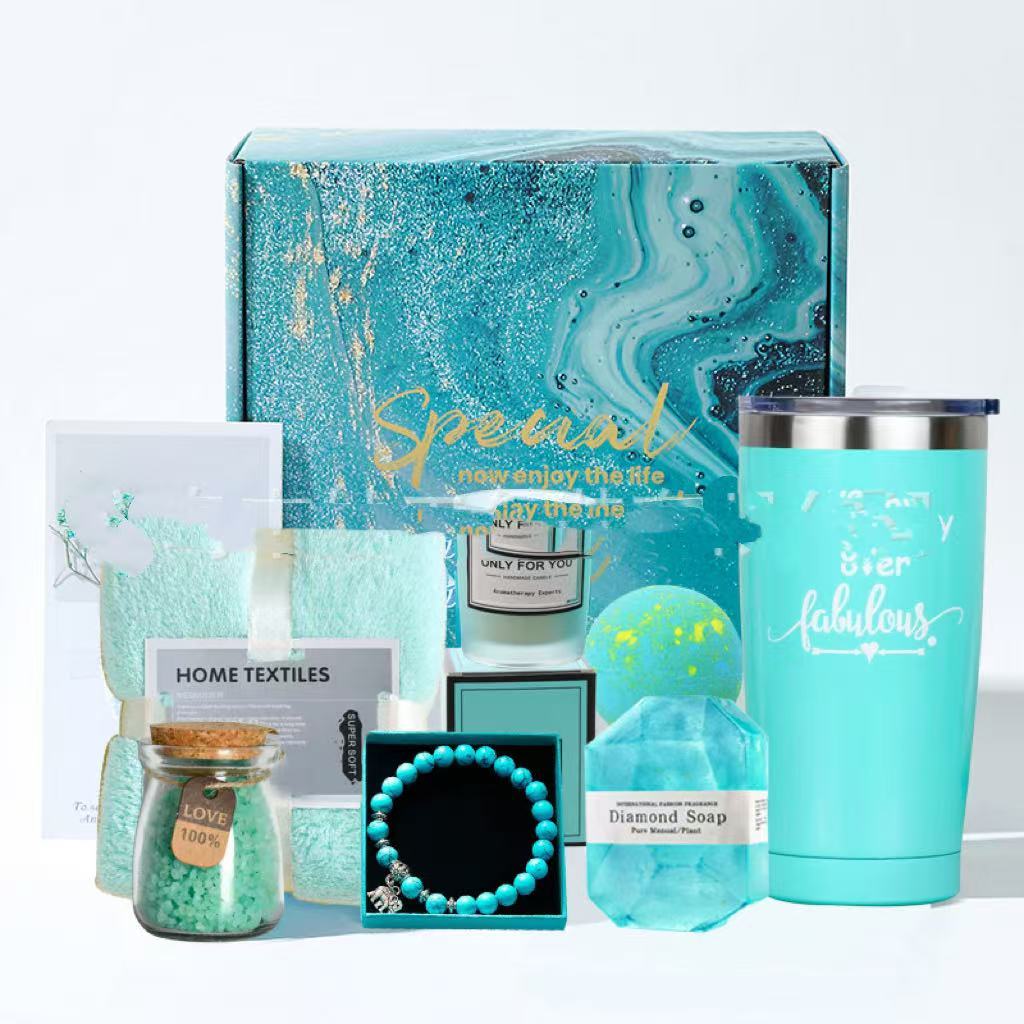 Blue Lady Aromatherapy Candle Bath Hand Gift Suit
