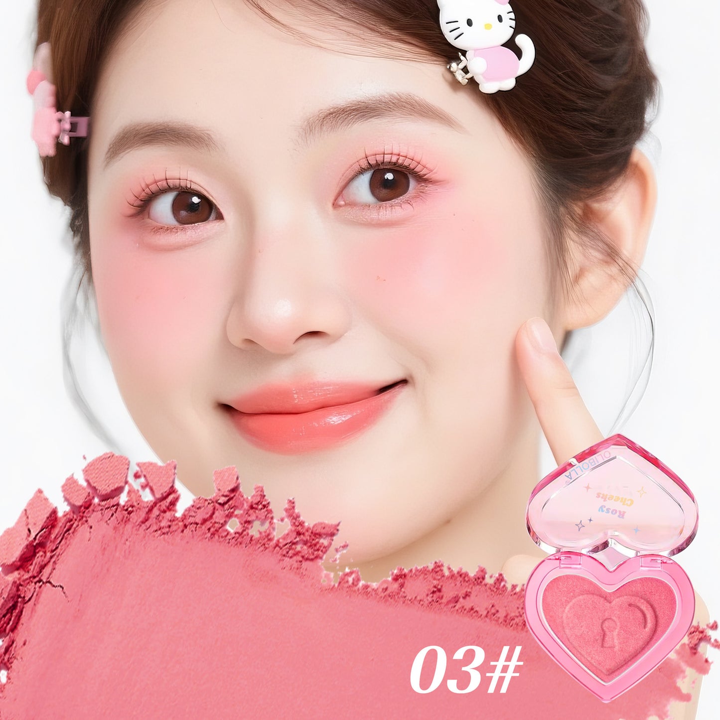 Peach Heart Blush Contour Compact Not Easy To Fly