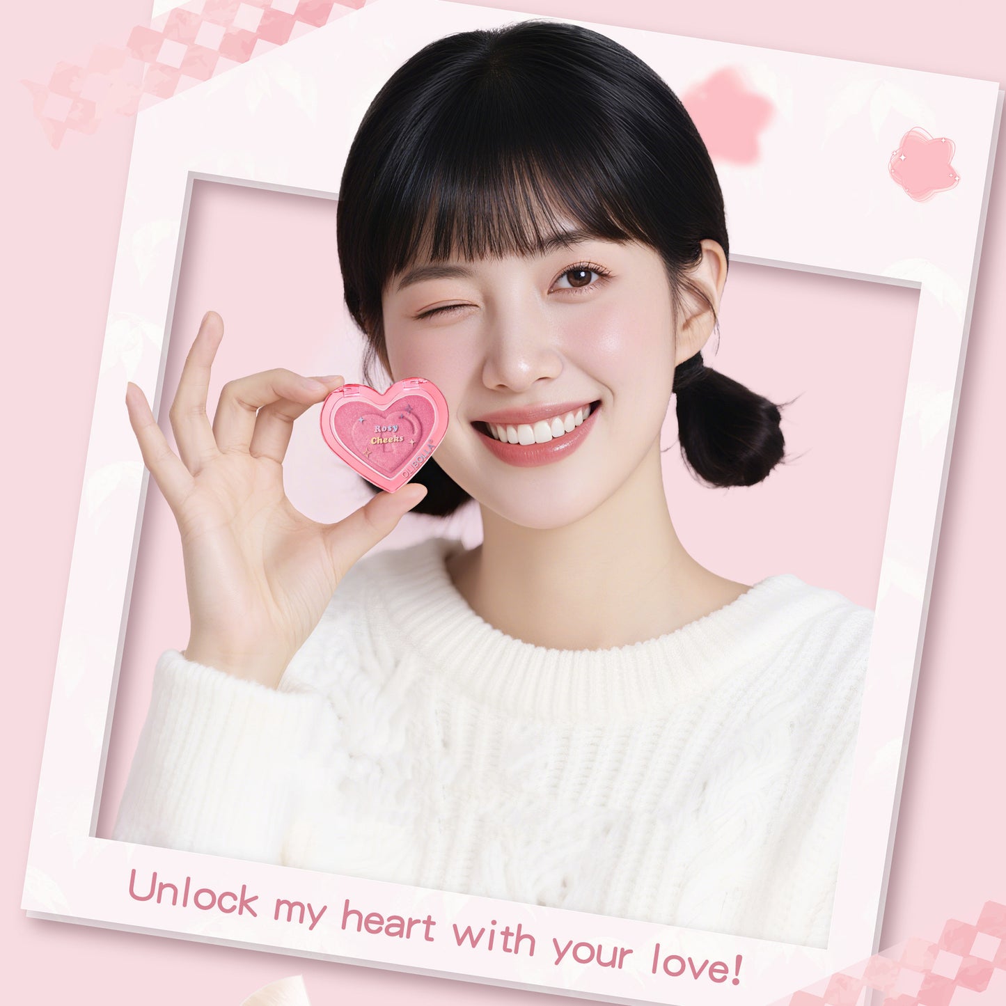 Peach Heart Blush Contour Compact Not Easy To Fly