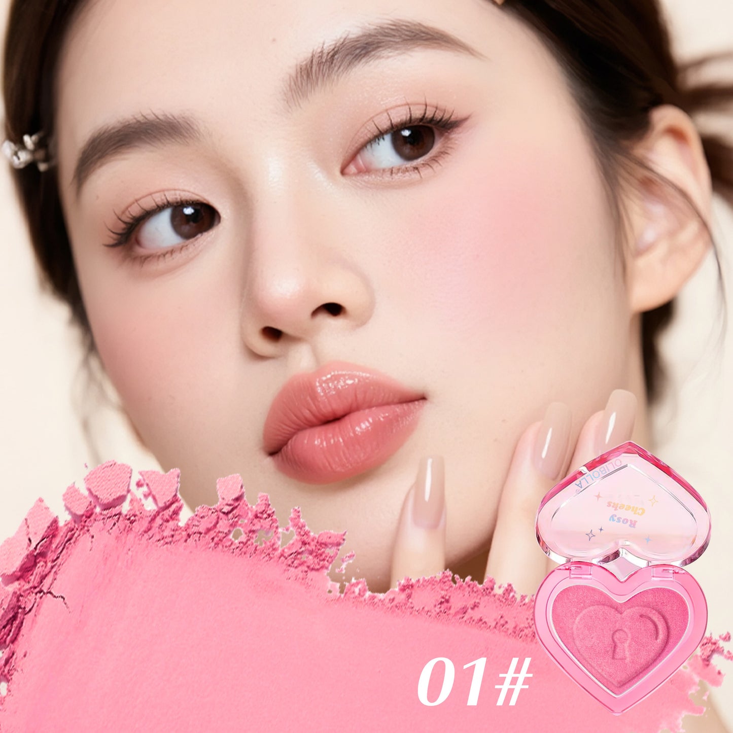 Peach Heart Blush Contour Compact Not Easy To Fly